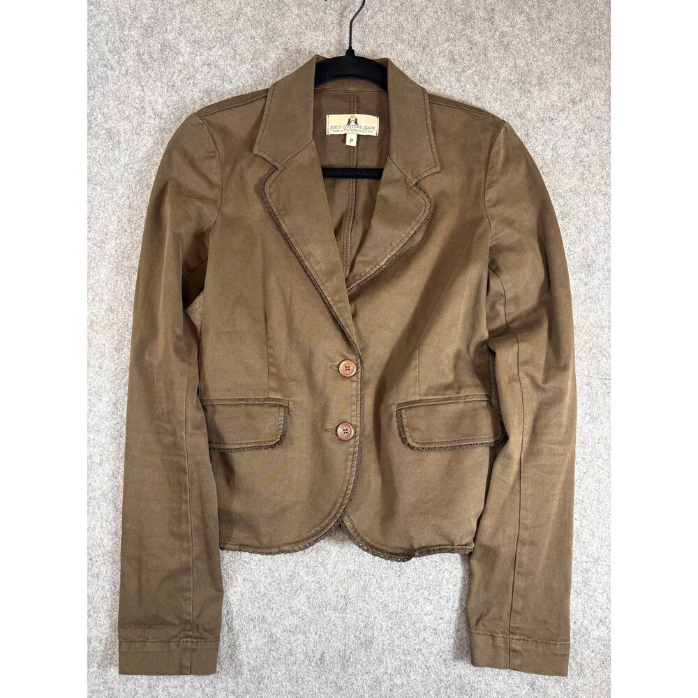 Vintage Y2K Juicy Couture Jeans Blazer Jacket Womens Brown USA Small Petite